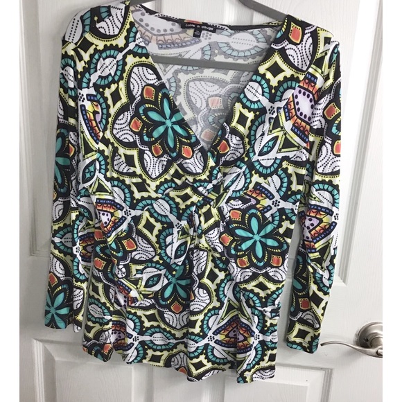 Cable & Gauge Tops - Cable & Guage Lively Print Top Size XL